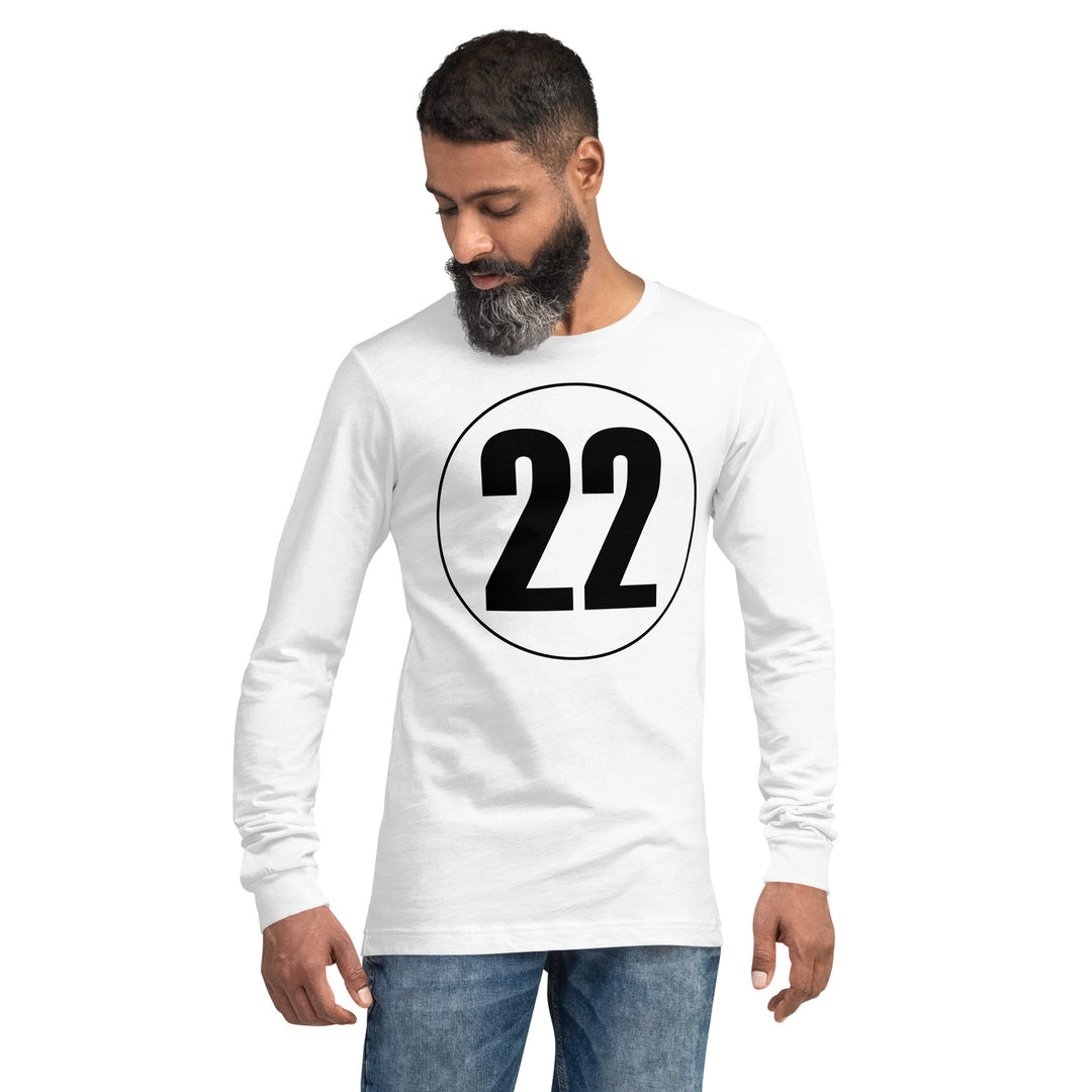 Unisex Long Sleeve Tee: Black on White 22