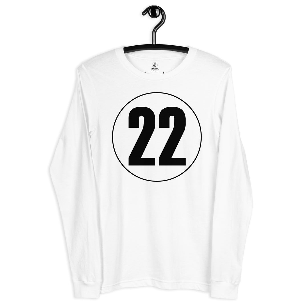 Unisex Long Sleeve Tee: Black on White 22