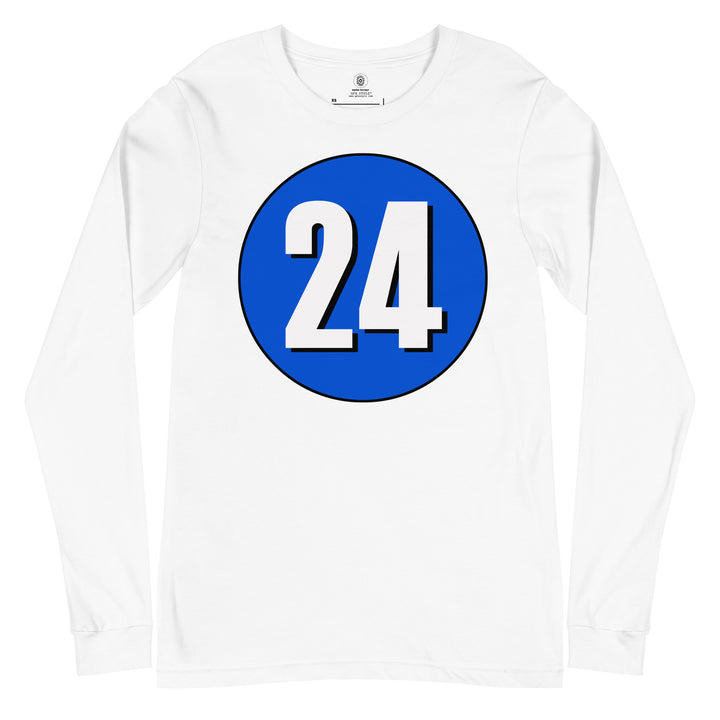 Unisex Long Sleeve Tee: White on Periwinkle 24