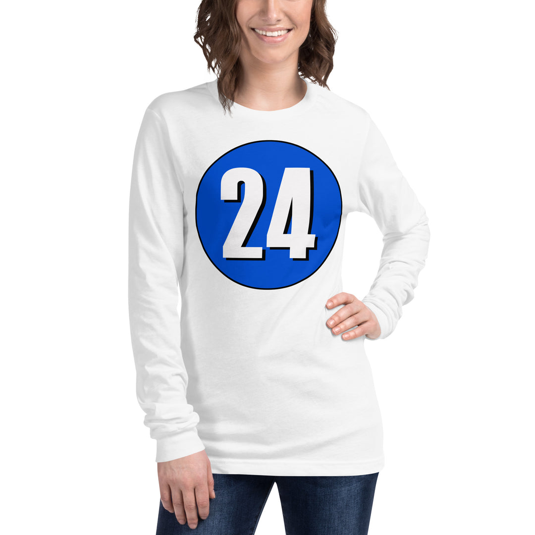 Unisex Long Sleeve Tee: White on Periwinkle 24