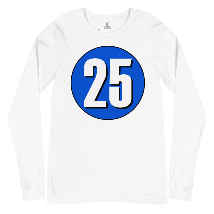 Unisex Long Sleeve Tee: White on Periwinkle 25