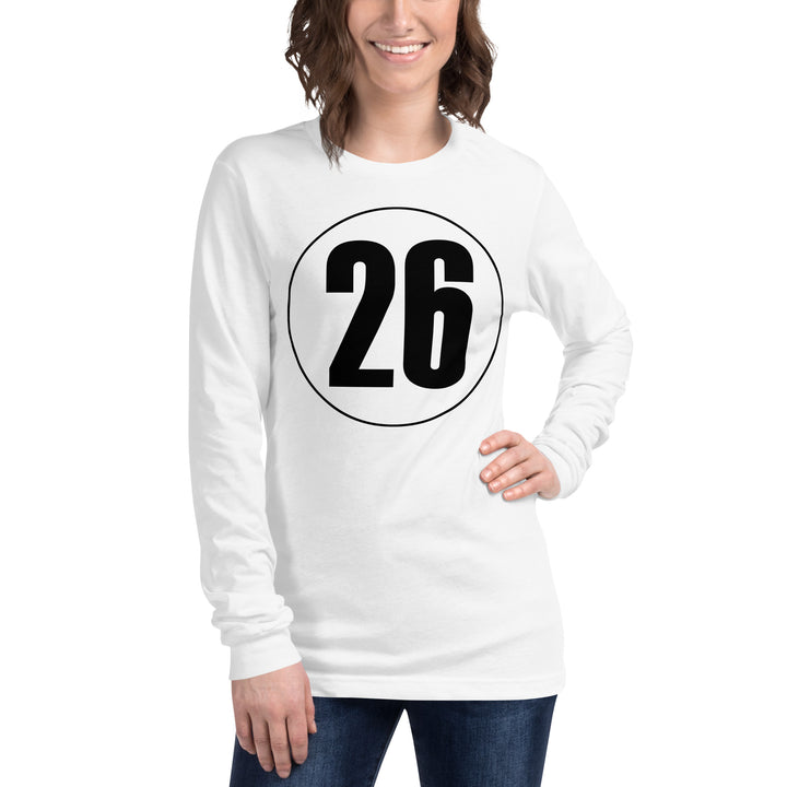 Unisex Long Sleeve Tee: Black on White 26