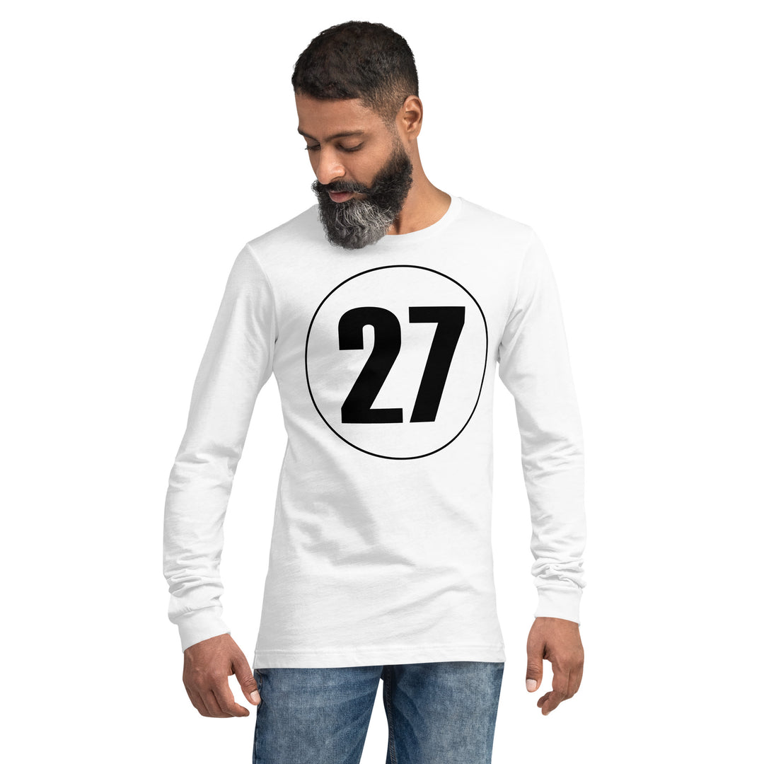 Unisex Long Sleeve Tee: Black on White 27