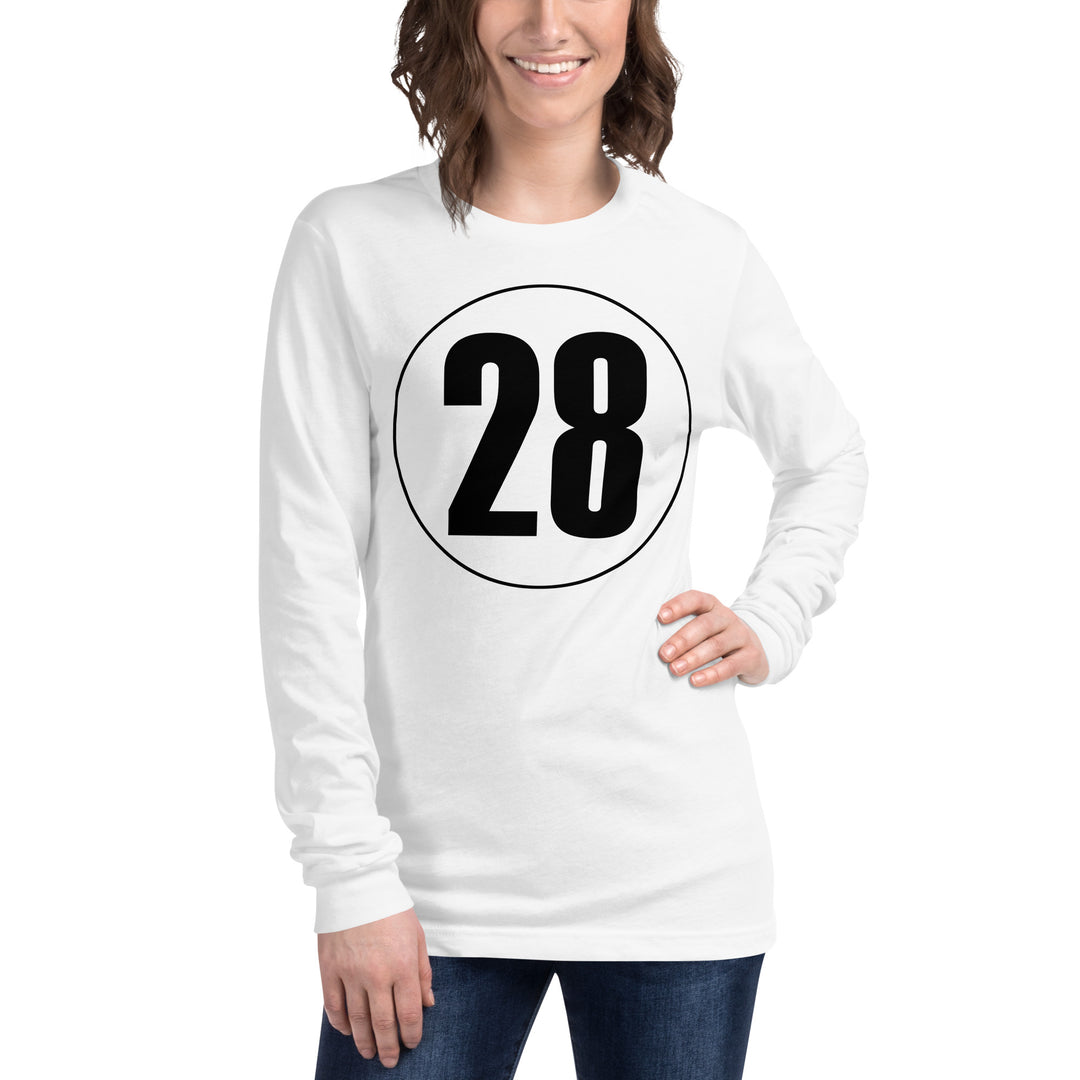 Unisex Long Sleeve Tee: Black on White 28