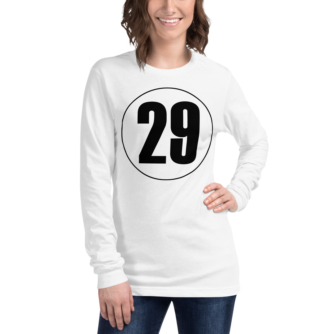 Unisex Long Sleeve Tee: Black on White 29