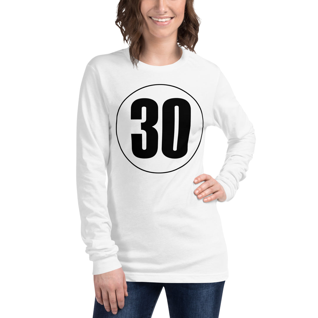 Unisex Long Sleeve Tee: Black on White 30