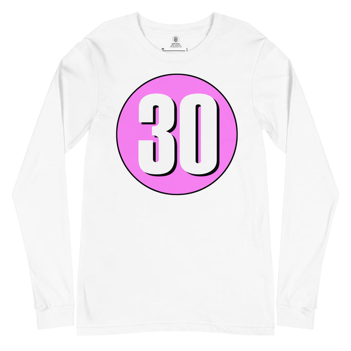 Unisex Long Sleeve Tee: White on Pink 30