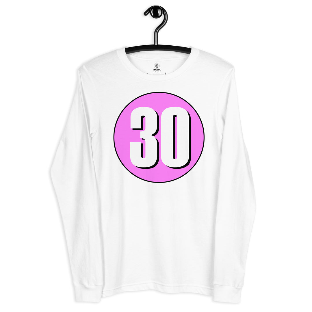 Unisex Long Sleeve Tee: White on Pink 30