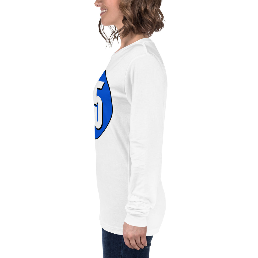 Unisex Long Sleeve Tee: White on Periwinkle 05