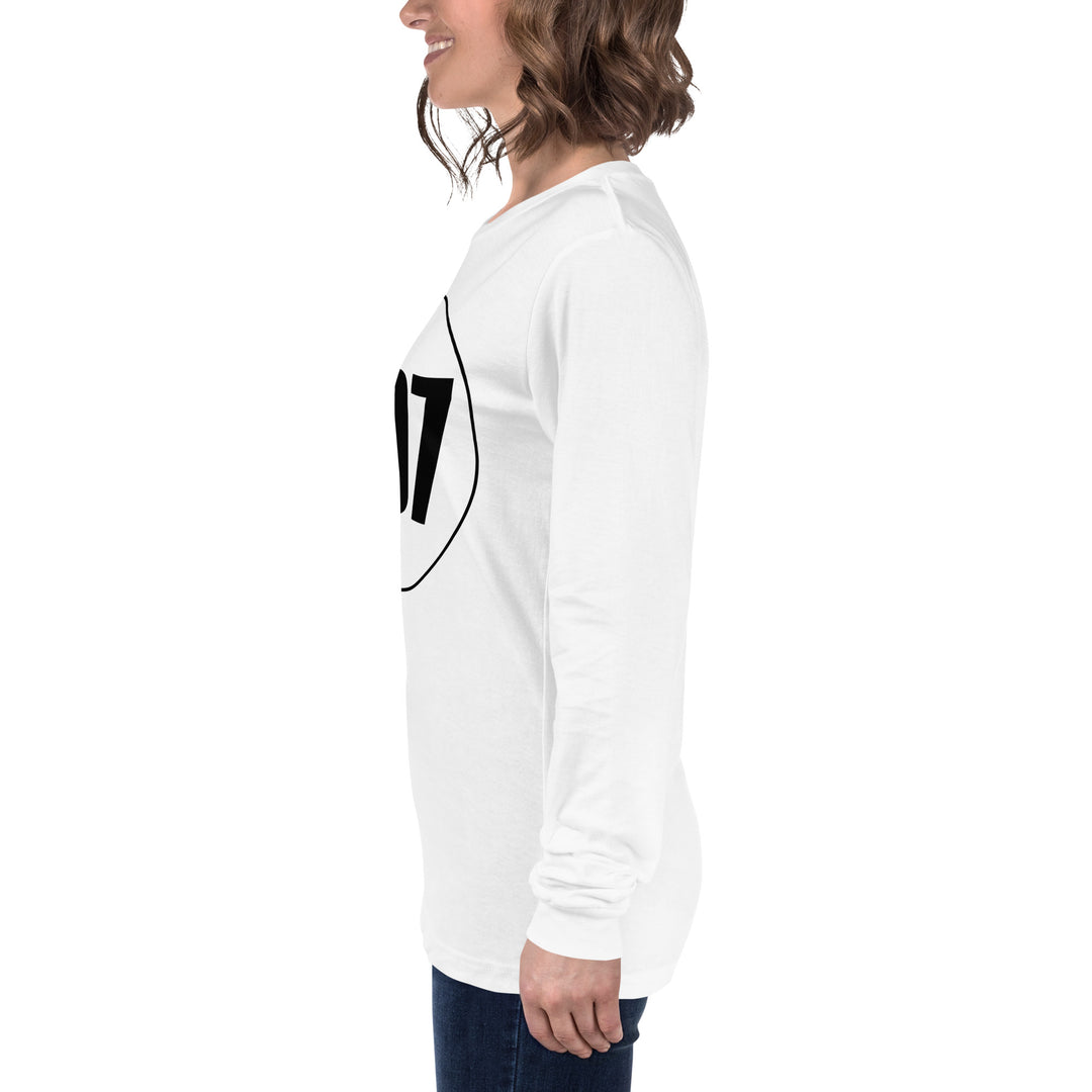 Unisex Long Sleeve Tee: Black on White 007