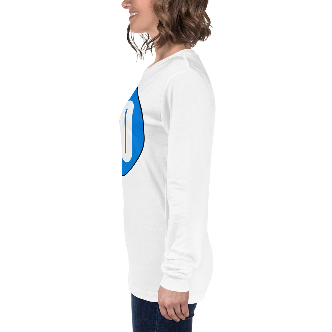 Unisex Long Sleeve Tee: White on Blue 00