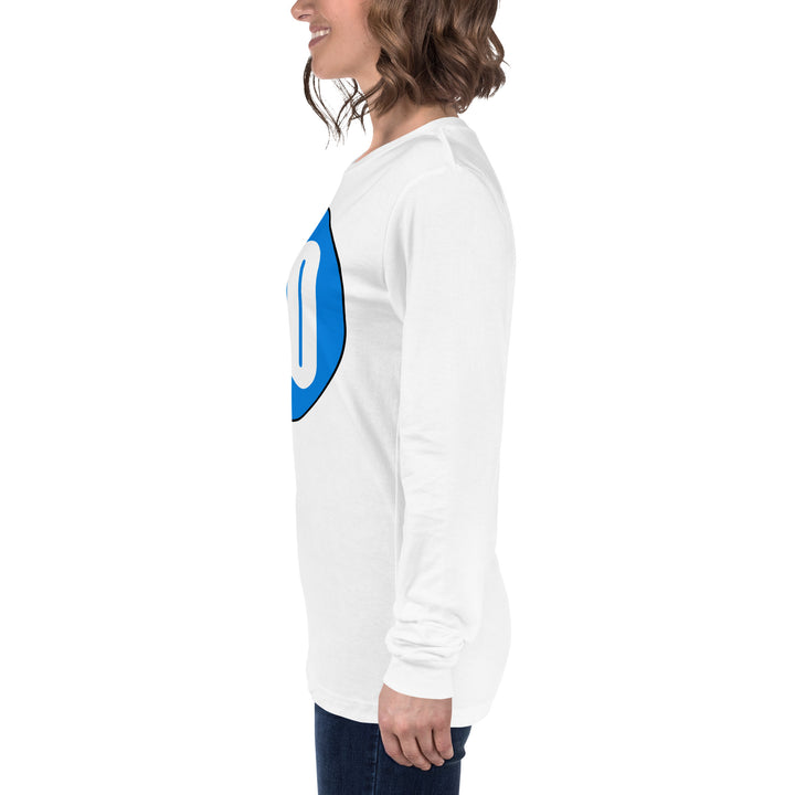 Unisex Long Sleeve Tee: White on Blue 00