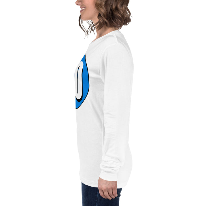 Unisex Long Sleeve Tee: White on Blue 20