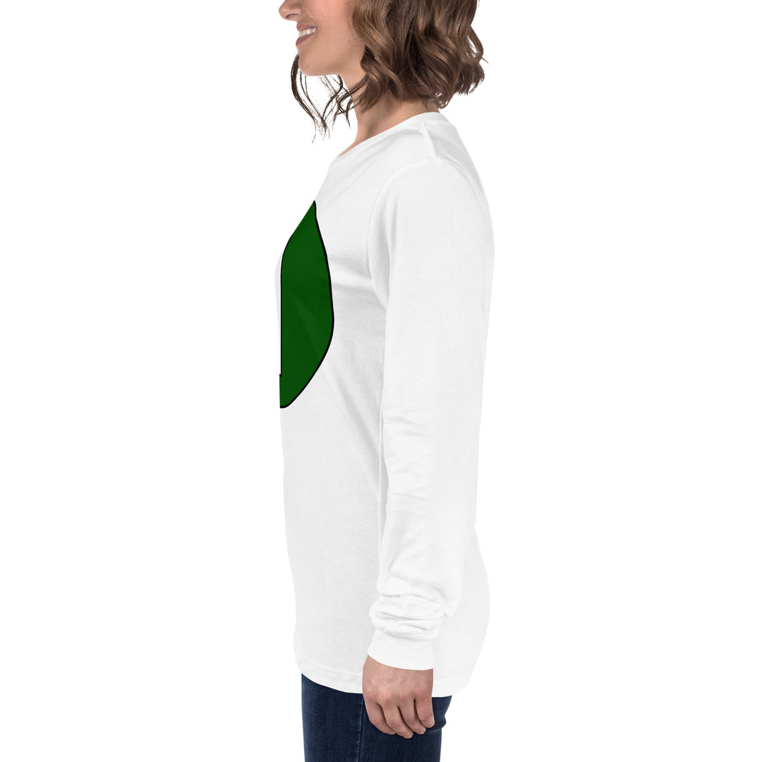 Unisex Long Sleeve Tee: White on Hunter Green 1