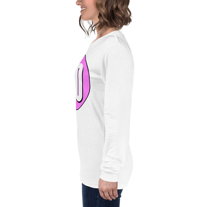 Unisex Long Sleeve Tee: White on Pink 00