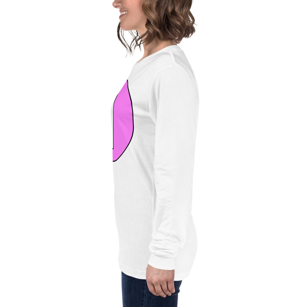 Unisex Long Sleeve Tee: White on Pink 1