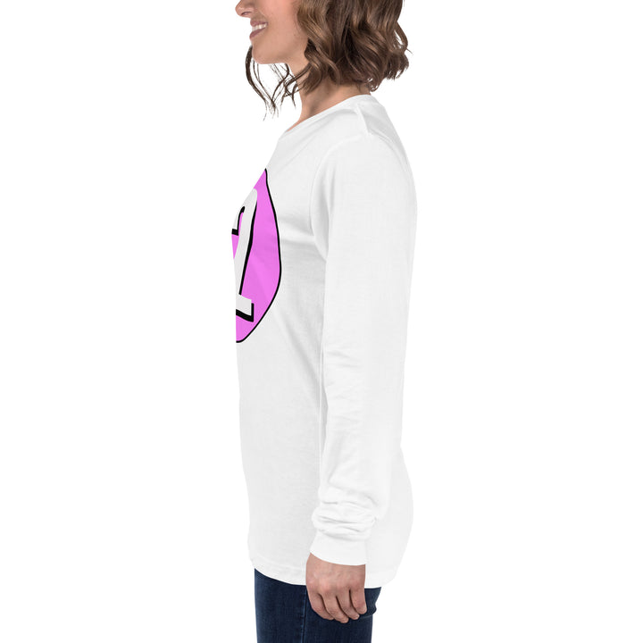 Unisex Long Sleeve Tee: White on Pink 12