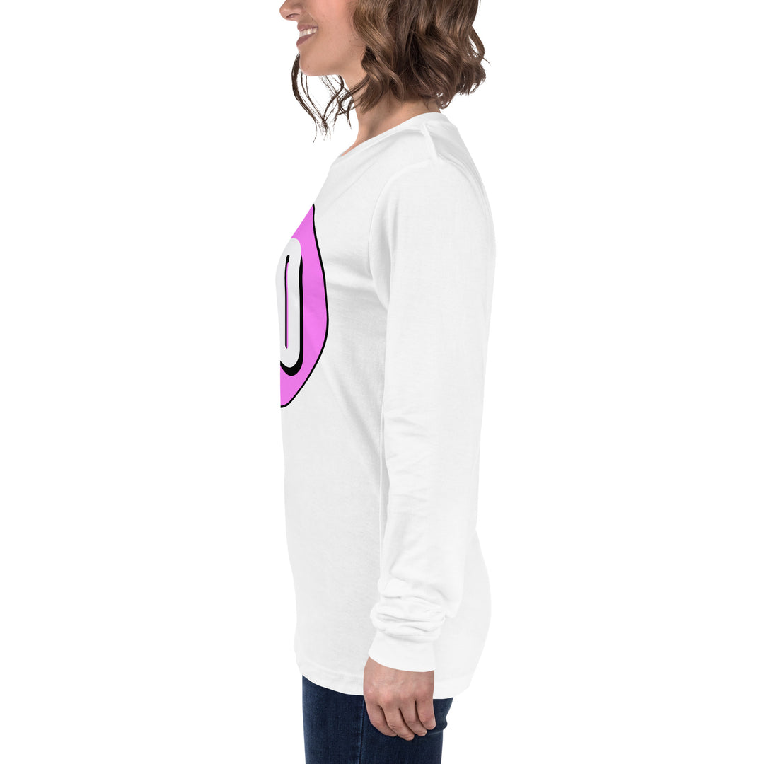 Unisex Long Sleeve Tee: White on Pink 20