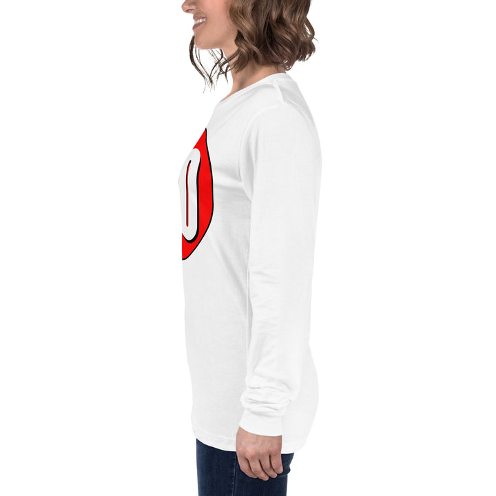 Unisex Long Sleeve Tee: White on Red 20