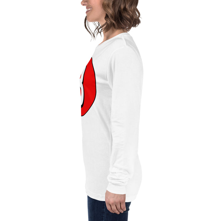 Unisex Long Sleeve Tee: White on Red 3