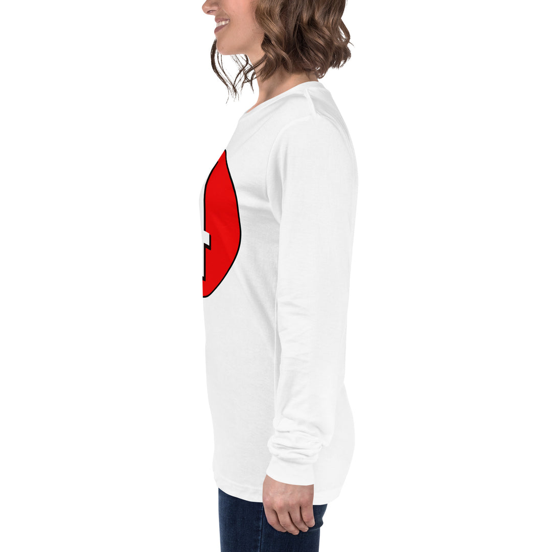 Unisex Long Sleeve Tee: White on Red 4