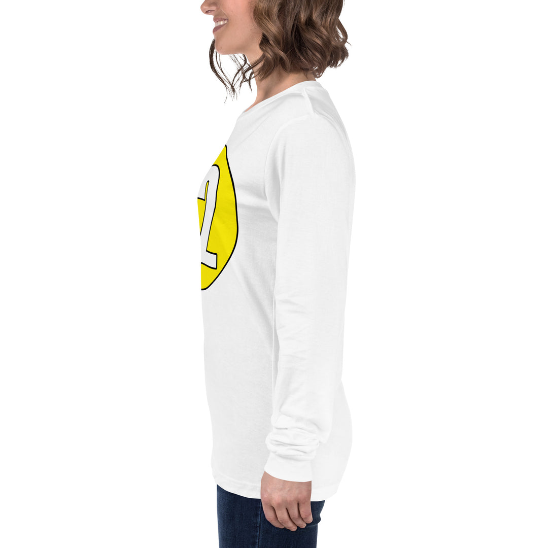 Unisex Long Sleeve Tee: White on Yellow 02