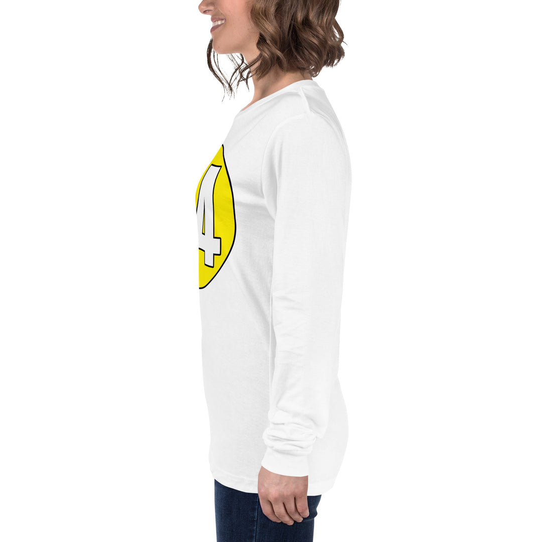 Unisex Long Sleeve Tee: White on Yellow 04