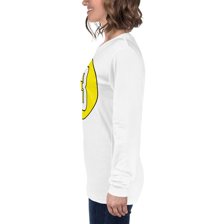 Unisex Long Sleeve Tee: White on Yellow 13