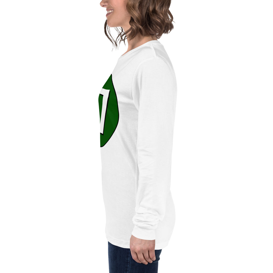 Unisex Long Sleeve Tee: White on Hunter Green 27