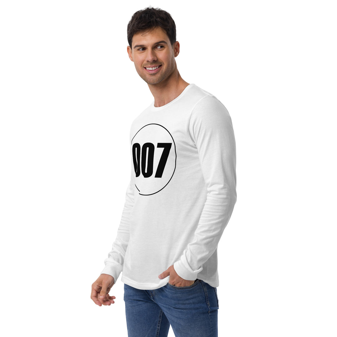 Unisex Long Sleeve Tee: Black on White 007