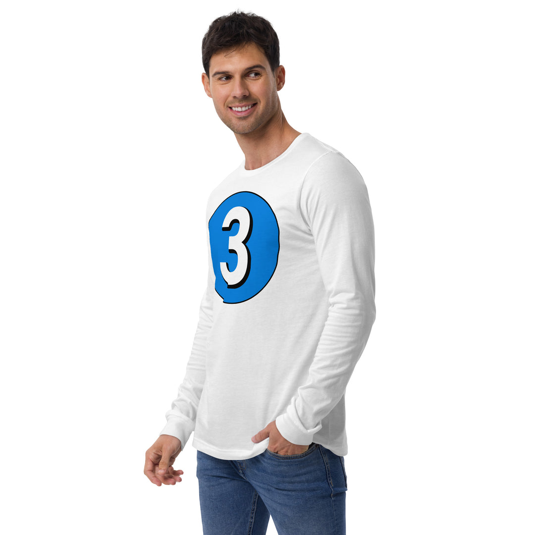 Unisex Long Sleeve Tee: White on Blue 3