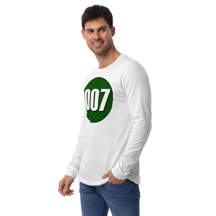 Unisex Long Sleeve Tee: White on Hunter Green 007