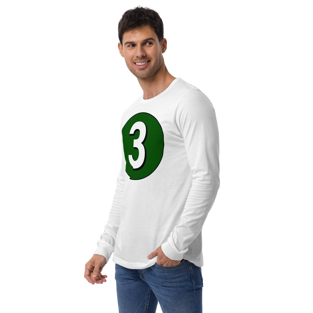 Unisex Long Sleeve Tee: White on Hunter Green 3