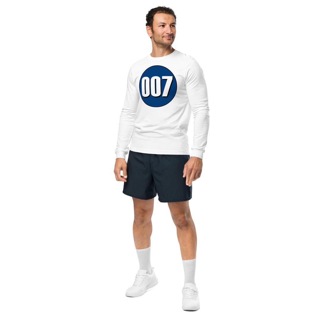 Unisex Long Sleeve Tee: White on Navy Blue 007