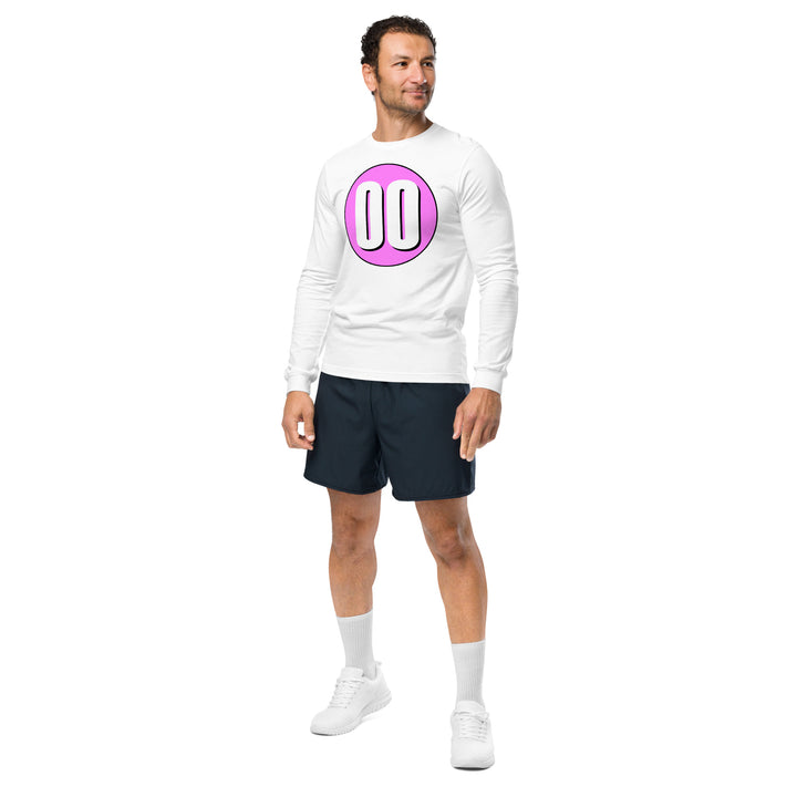 Unisex Long Sleeve Tee: White on Pink 00