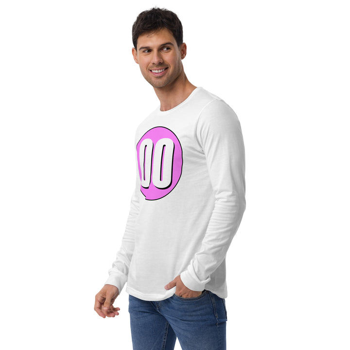 Unisex Long Sleeve Tee: White on Pink 00