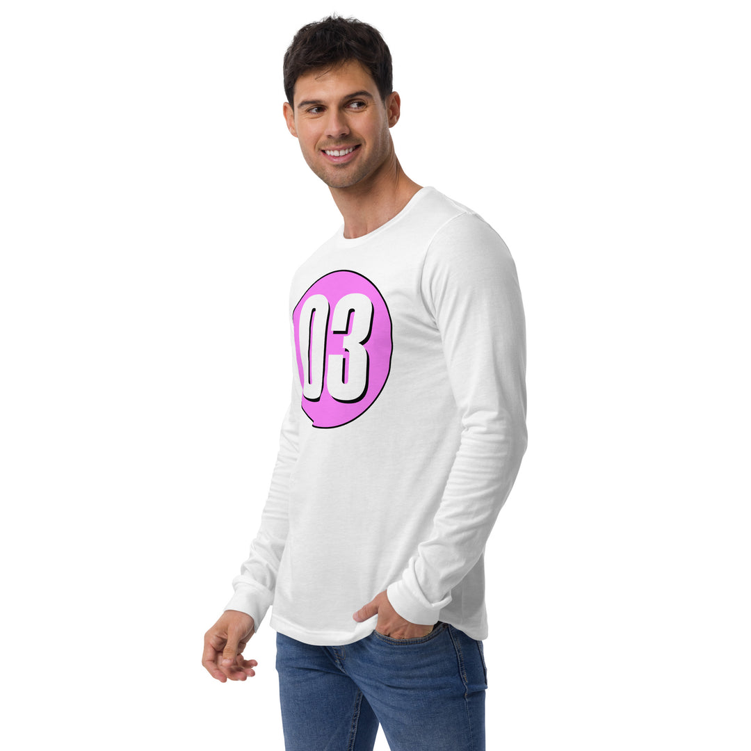 Unisex Long Sleeve Tee: White on Pink 03