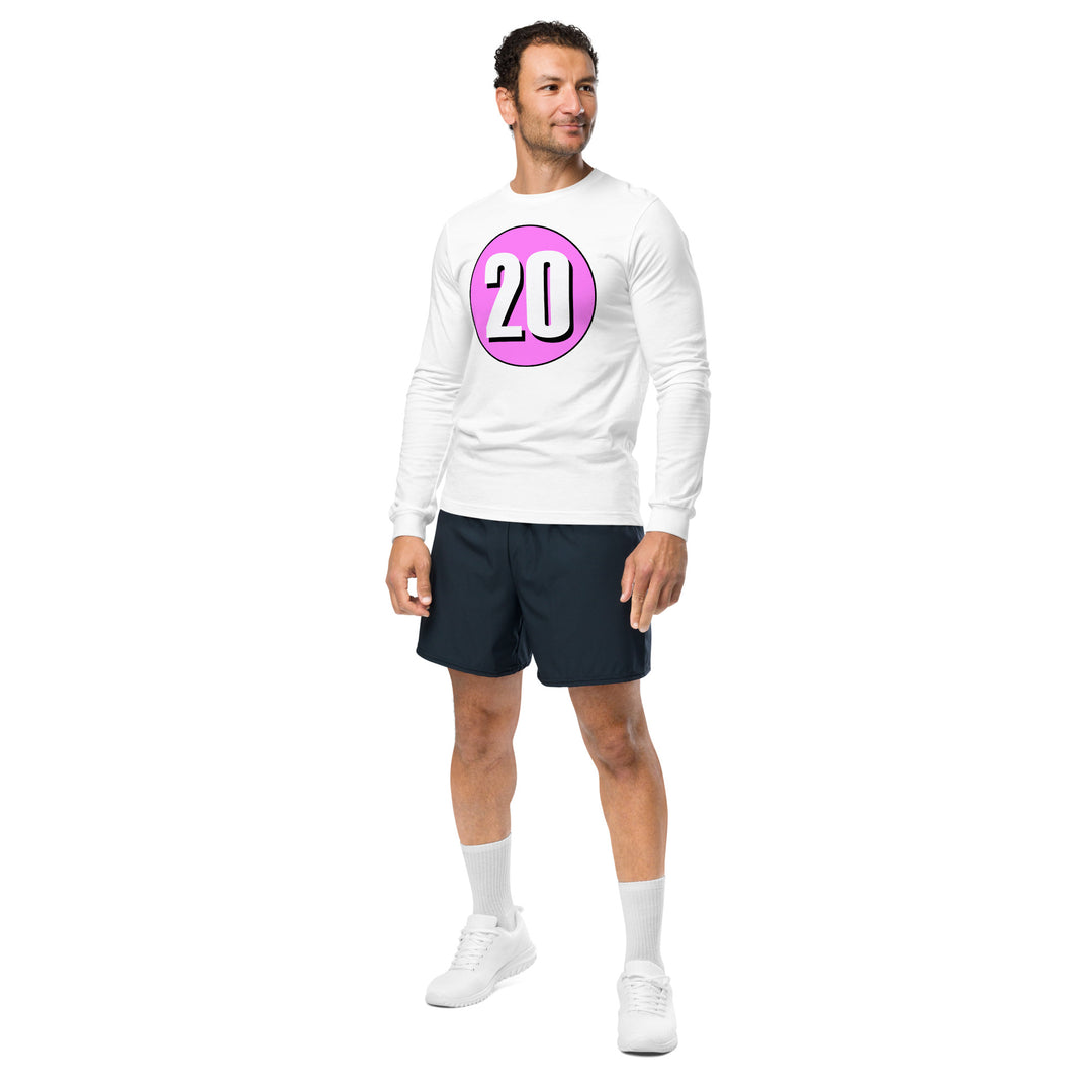 Unisex Long Sleeve Tee: White on Pink 20