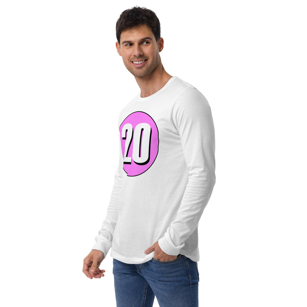 Unisex Long Sleeve Tee: White on Pink 20