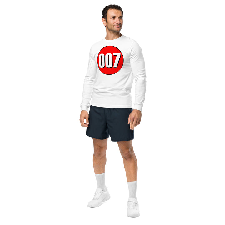 Unisex Long Sleeve Tee: White on Red 007