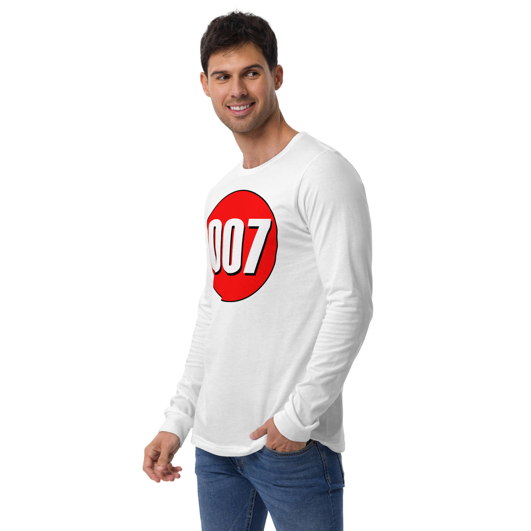 Unisex Long Sleeve Tee: White on Red 007