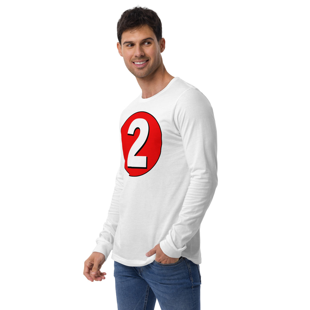 Unisex Long Sleeve Tee: White on Red 2