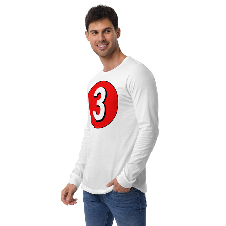 Unisex Long Sleeve Tee: White on Red 3