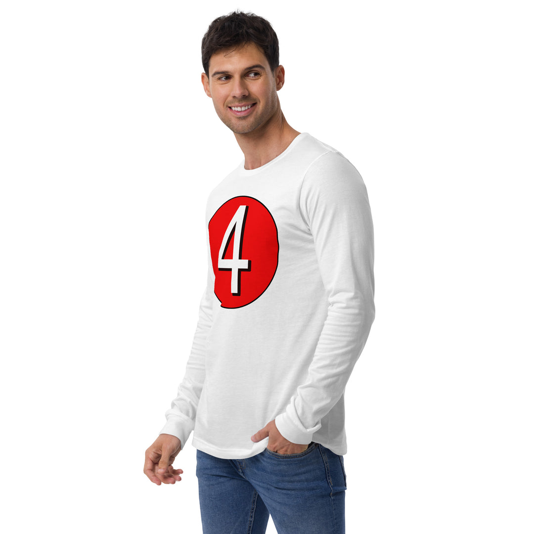 Unisex Long Sleeve Tee: White on Red 4