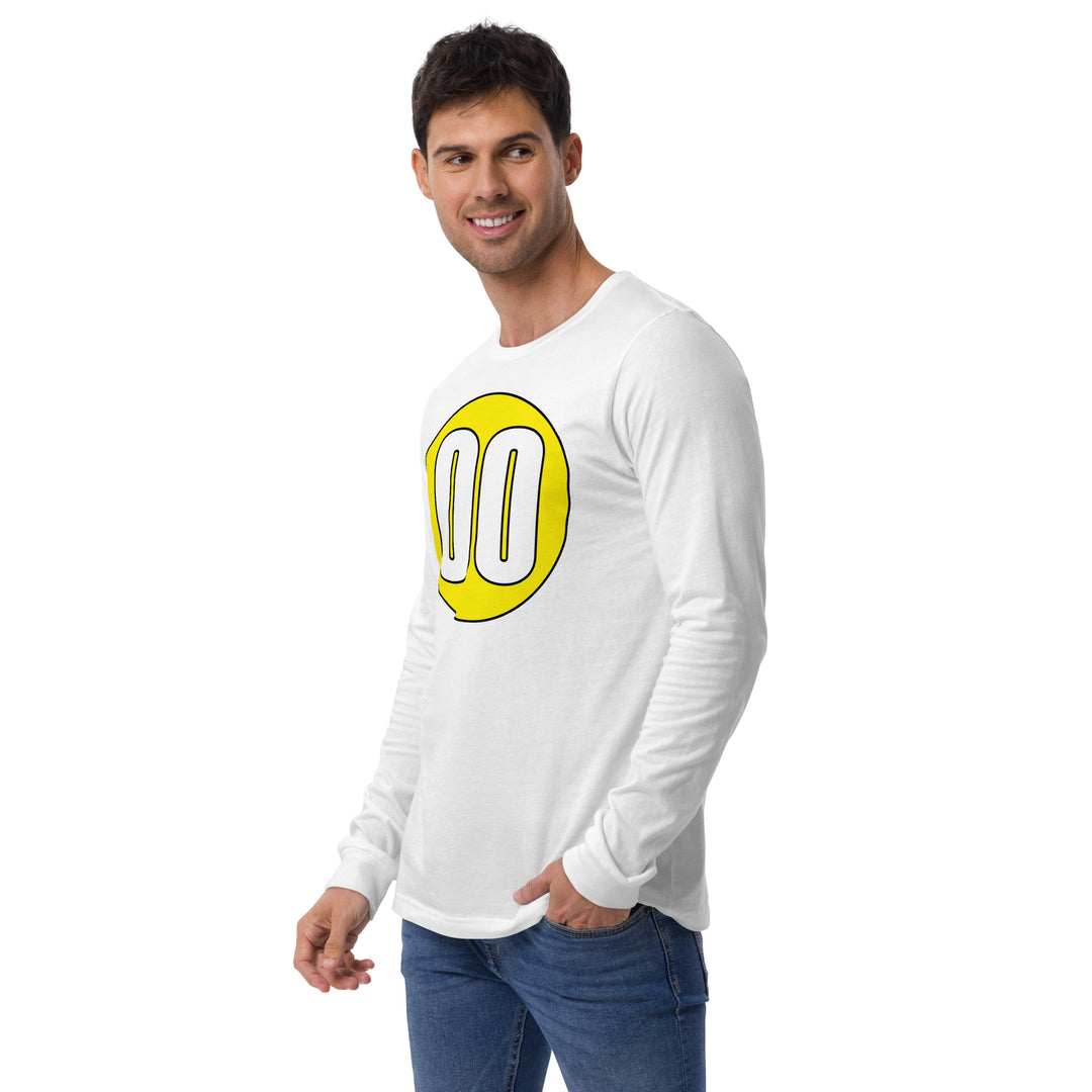 Unisex Long Sleeve Tee: White on Yellow 00