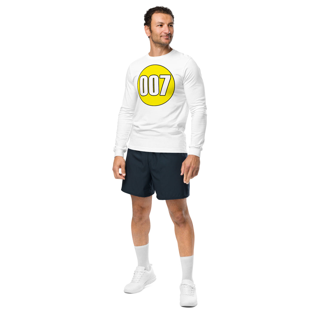 Unisex Long Sleeve Tee: White on Yellow 007