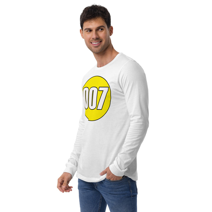 Unisex Long Sleeve Tee: White on Yellow 007