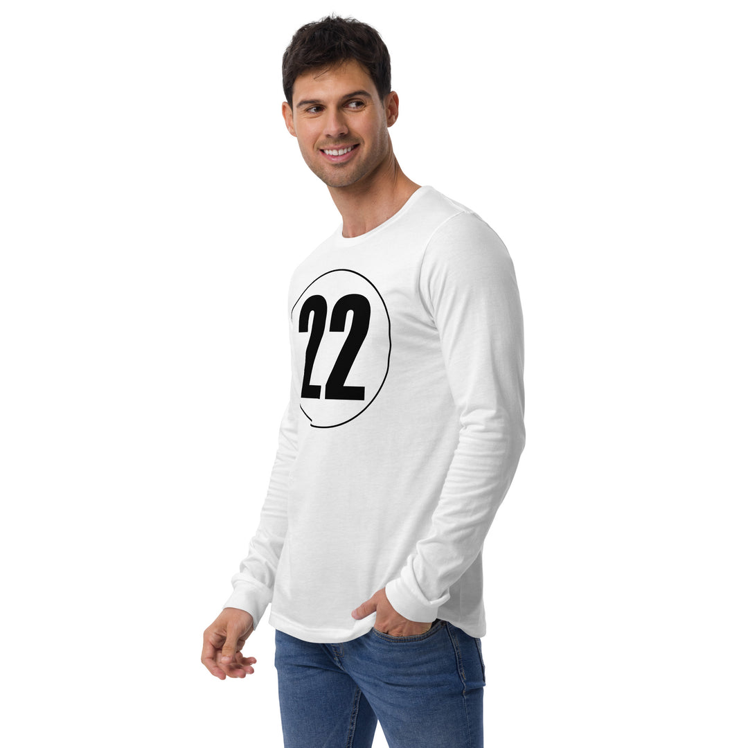 Unisex Long Sleeve Tee: Black on White 22