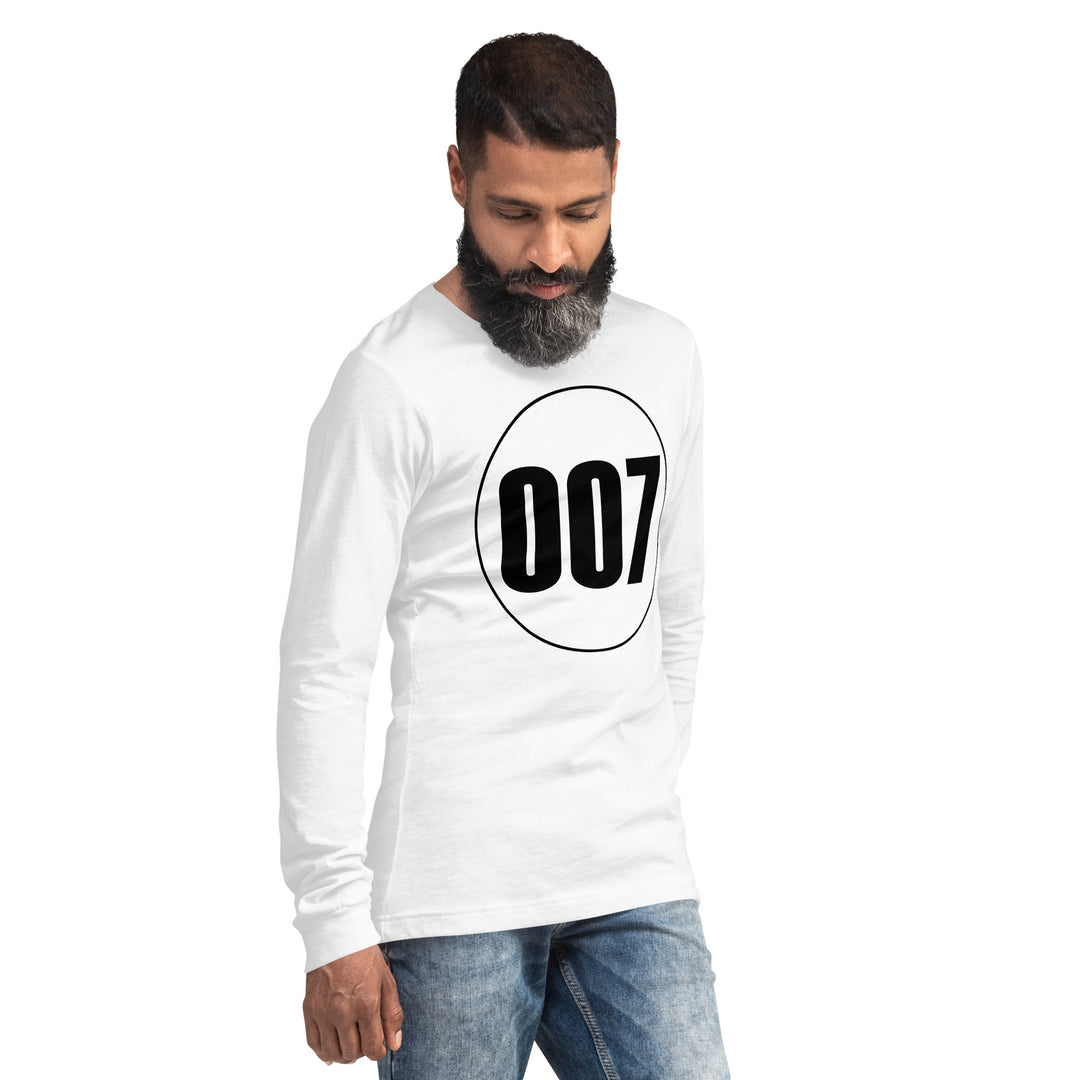 Unisex Long Sleeve Tee: Black on White 007