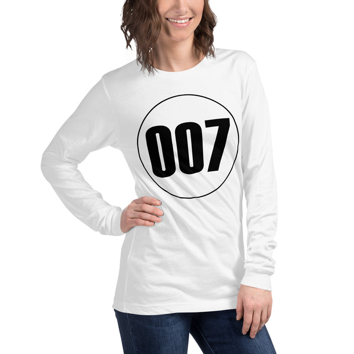 Unisex Long Sleeve Tee: Black on White 007